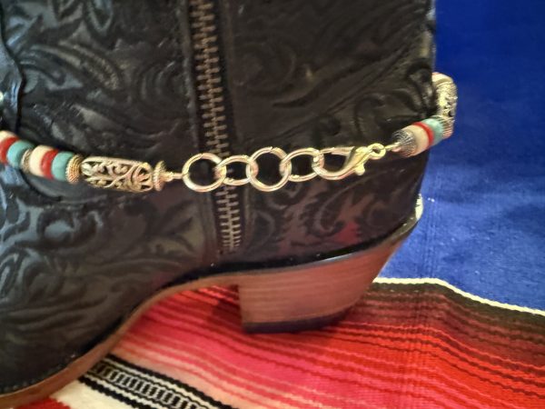 Western Americana Red, White & Blue Turquoise Boot Bracelet - Image 3