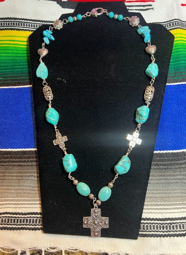 Southwestern Turquoise Cross Necklace